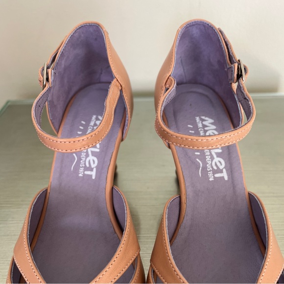 MERLET Renee Caffe Crème Leather 2.5 Jolie Flare Heel Medium Dance Size 8 - Picture 7 of 9